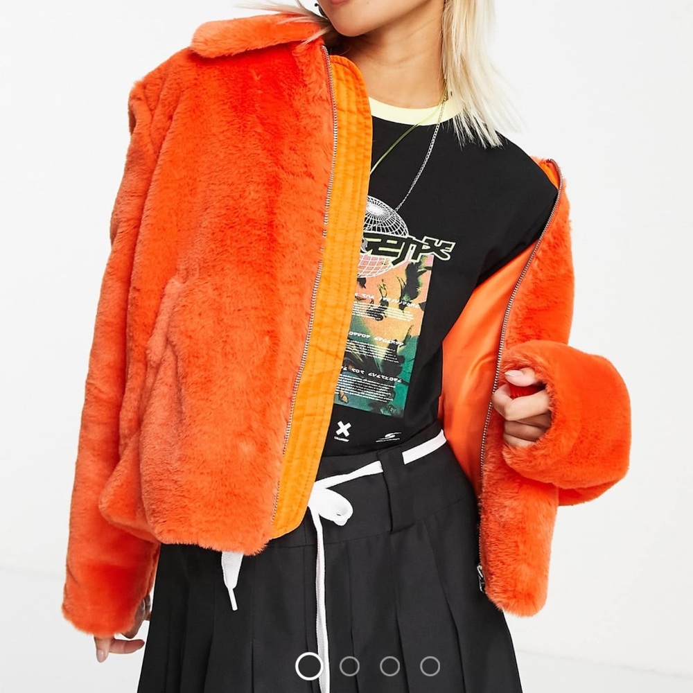Orange Faux Fur Jacket